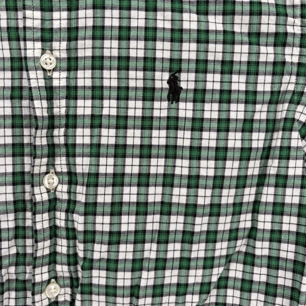 Ralph Lauren Youth Boy's XL (18/20) L/S Green Plaid Button Up Shirt Pony Logo